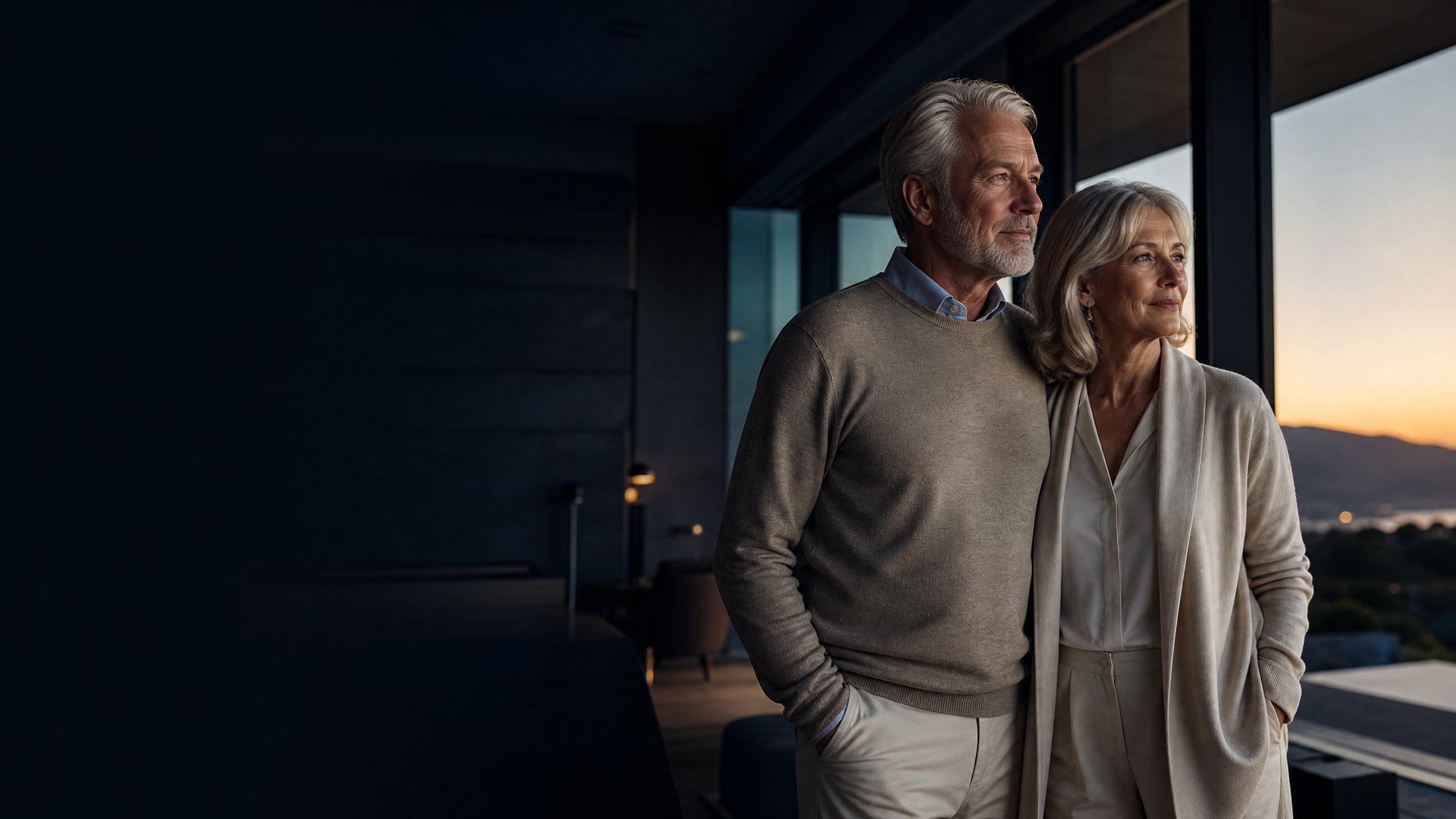A mature couple looking confidently toward their retirement future